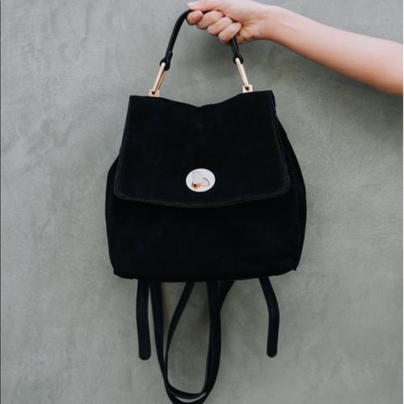 Vici Handbags - VICI - Janine Black Faux Suede Leather Backpack